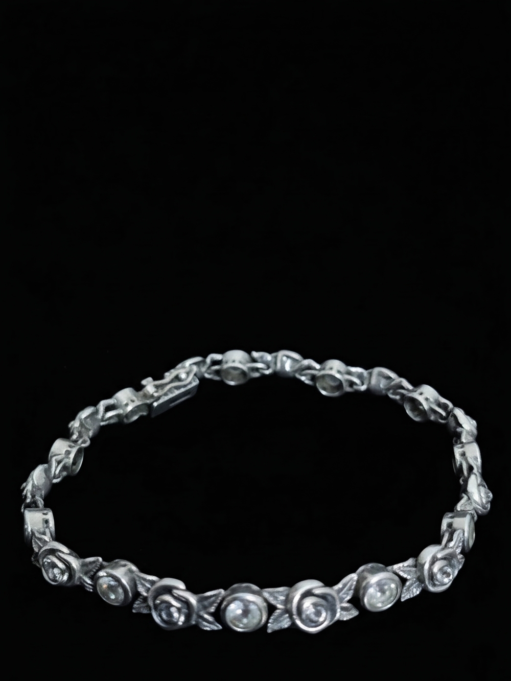 Or Paz Sterling Silver Rose Floral Links Bracelet